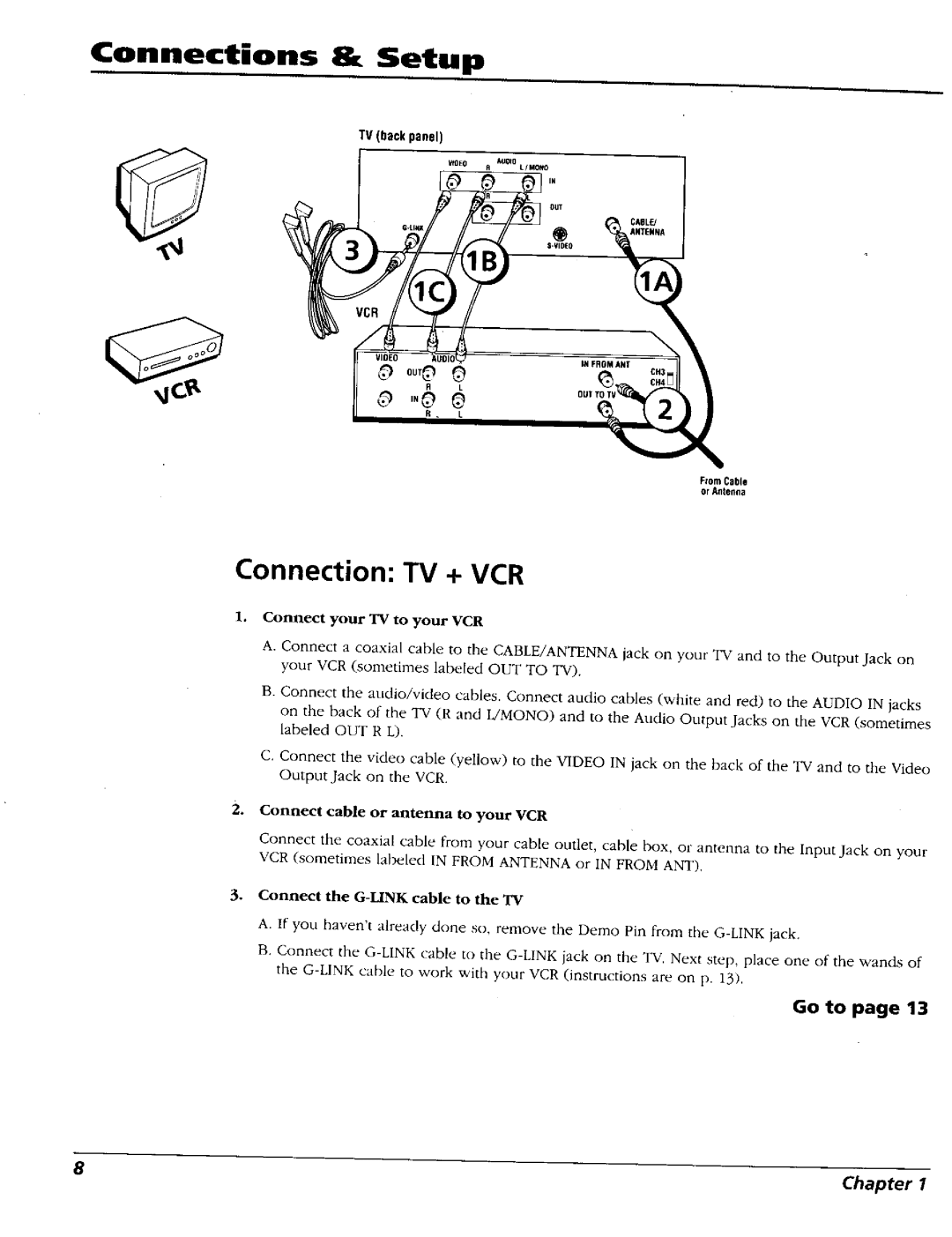 RCA 15491880 manual Connection TV + VCR 