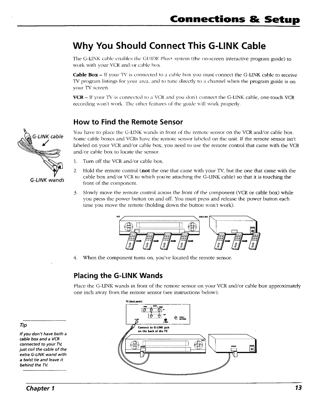 RCA 15491880 manual Why You Should Connect This G-LINK Cable, How to Find the Remote Sensor, Placing the G-LINK Wands 