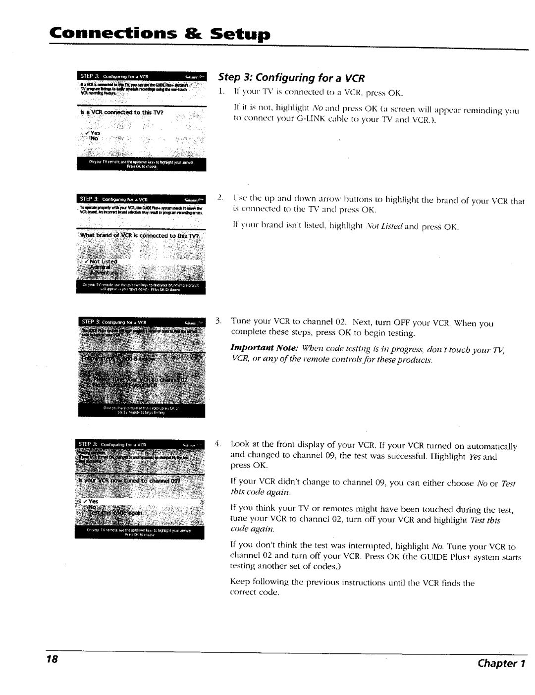 RCA 15491880 manual Configuring for a VCR 