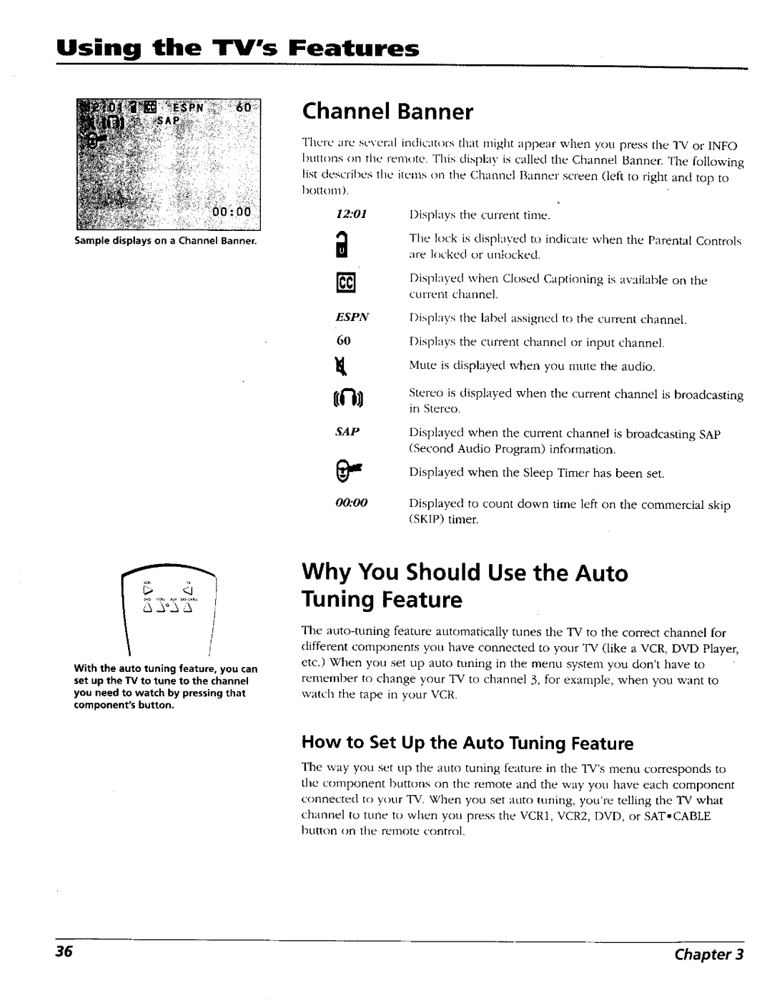 RCA 15491880 manual ChannelBanner, Why You Should Use the Auto Tuning Feature, How to Set Up the Auto Tuning Feature 