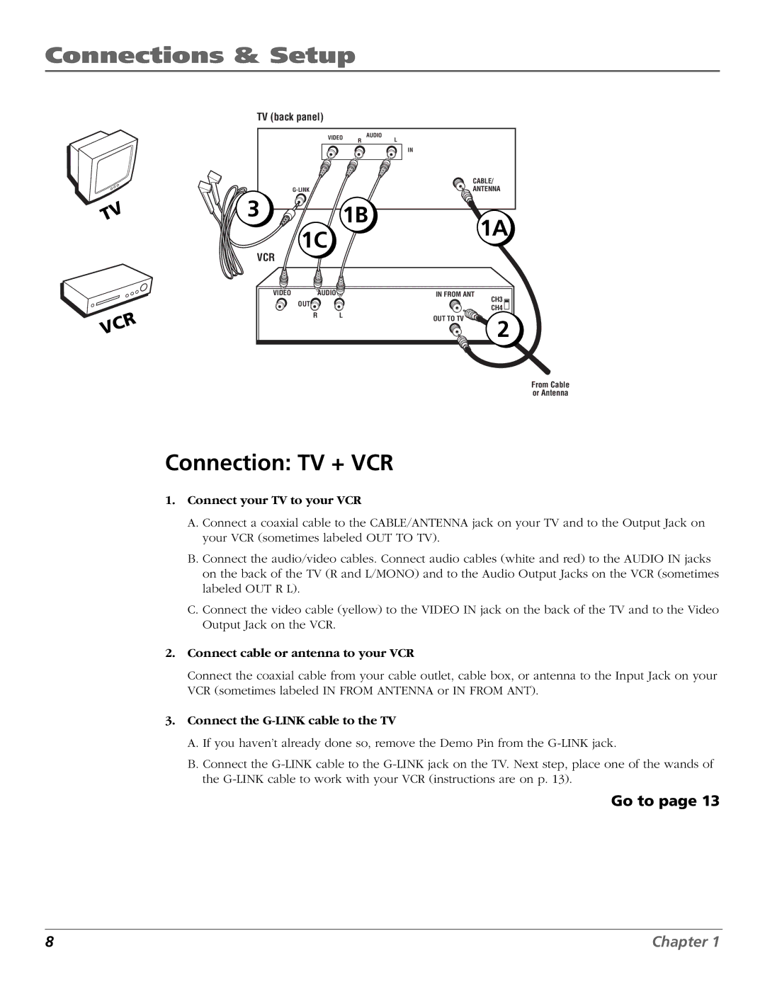 RCA 15634620 manual Connection TV + VCR, Vcr 