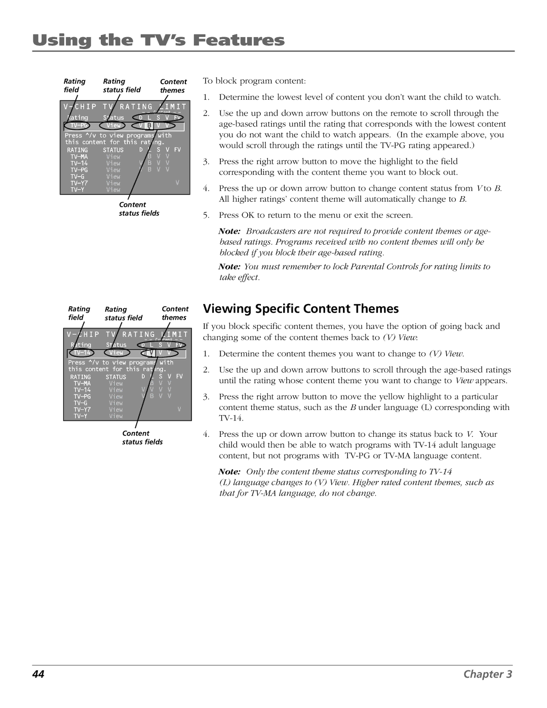 RCA 15634620 manual Viewing Specific Content Themes 