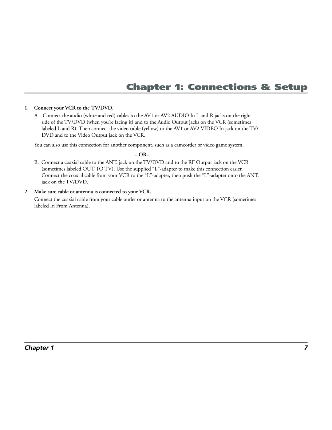 RCA 15L500TD manual Connect your VCR to the TV/DVD 