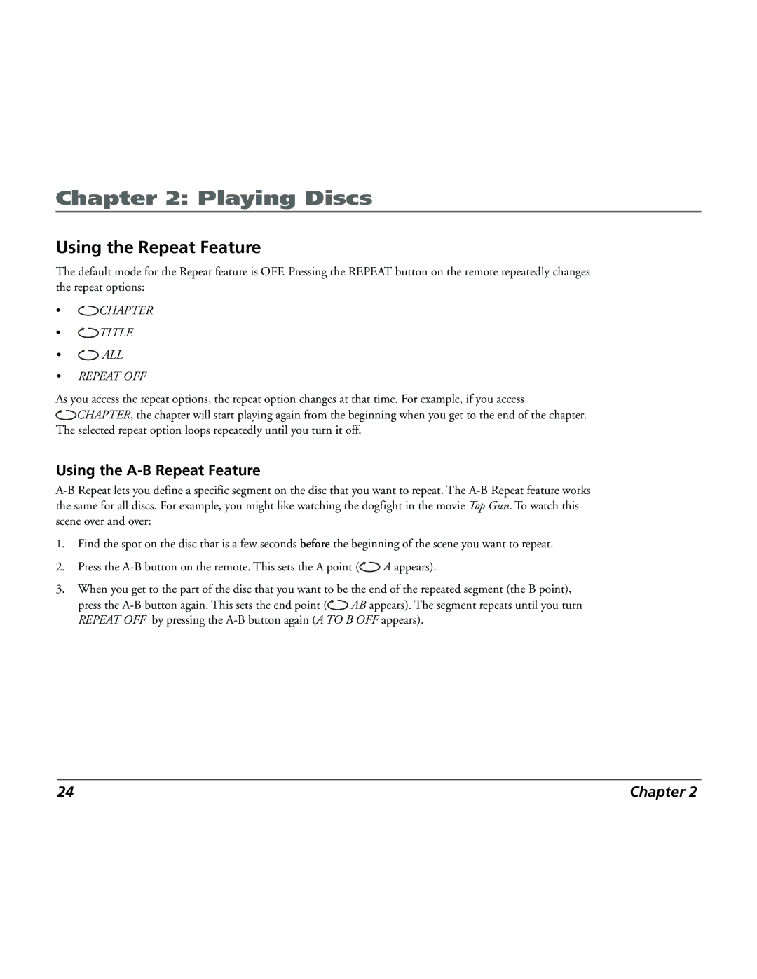 RCA 15L500TD manual Using the Repeat Feature, Repeat OFF 