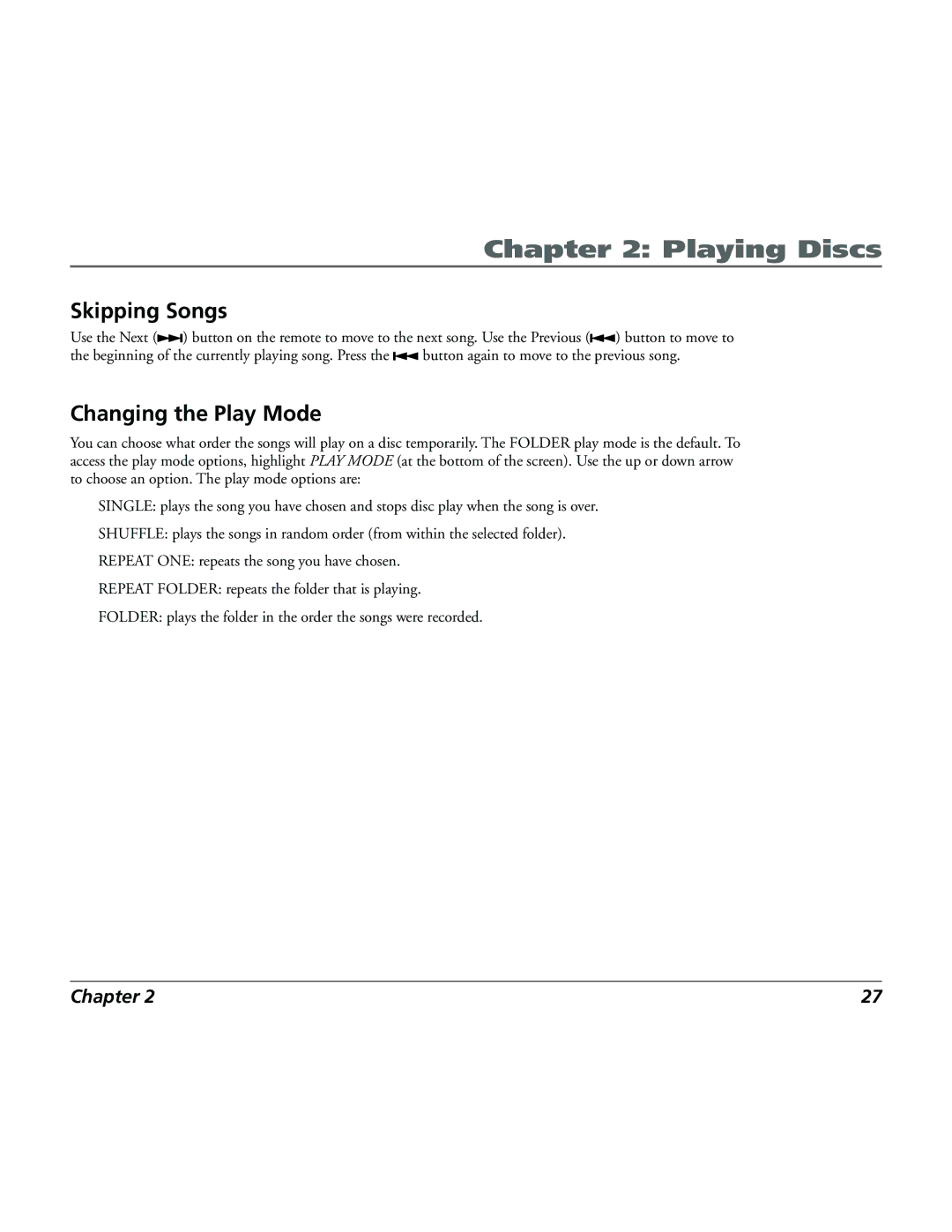 RCA 15L500TD manual Skipping Songs, Changing the Play Mode 