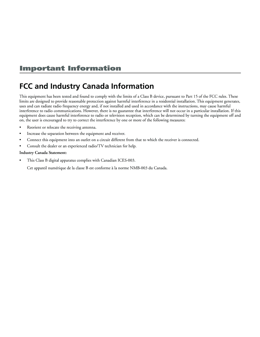 RCA 15L500TD manual FCC and Industry Canada Information, Industry Canada Statement 