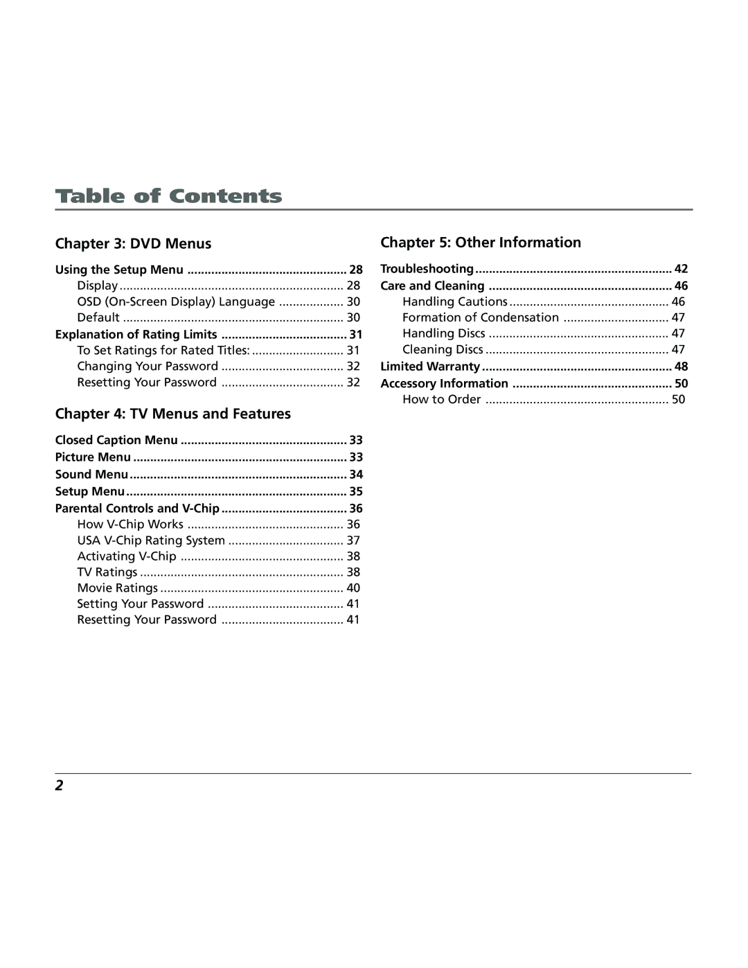 RCA 15L500TD manual DVD Menus 