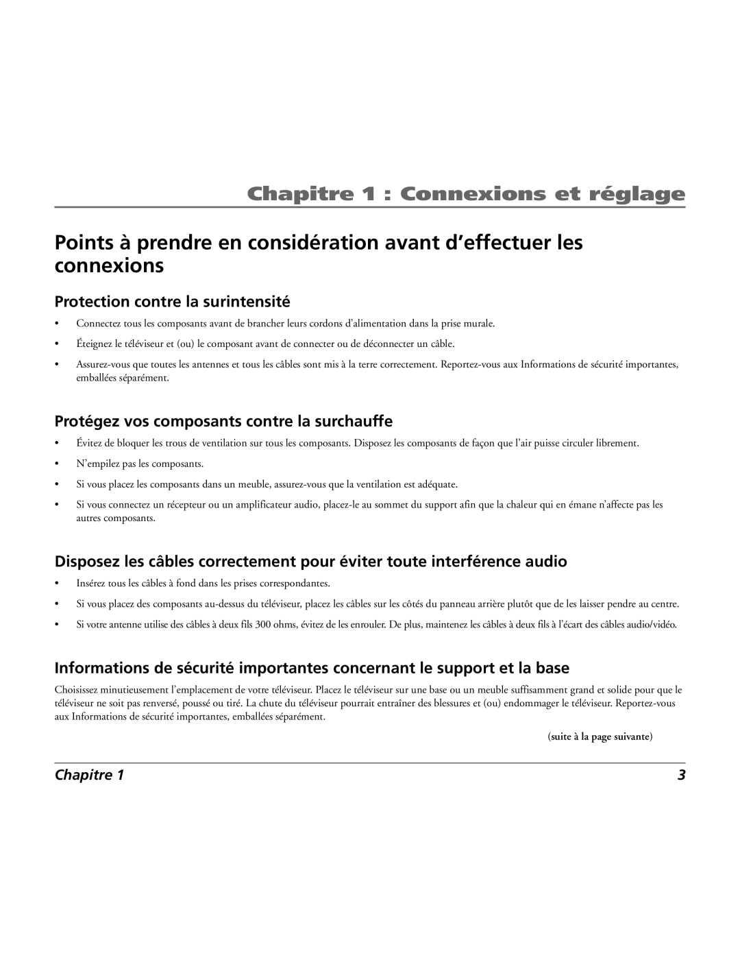 RCA 15L500TD manual Protection contre la surintensité, Protégez vos composants contre la surchauffe 