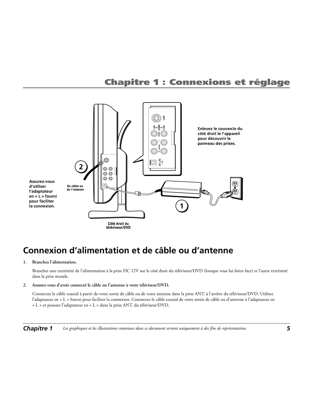 RCA 15L500TD manual Branchez l’alimentation 