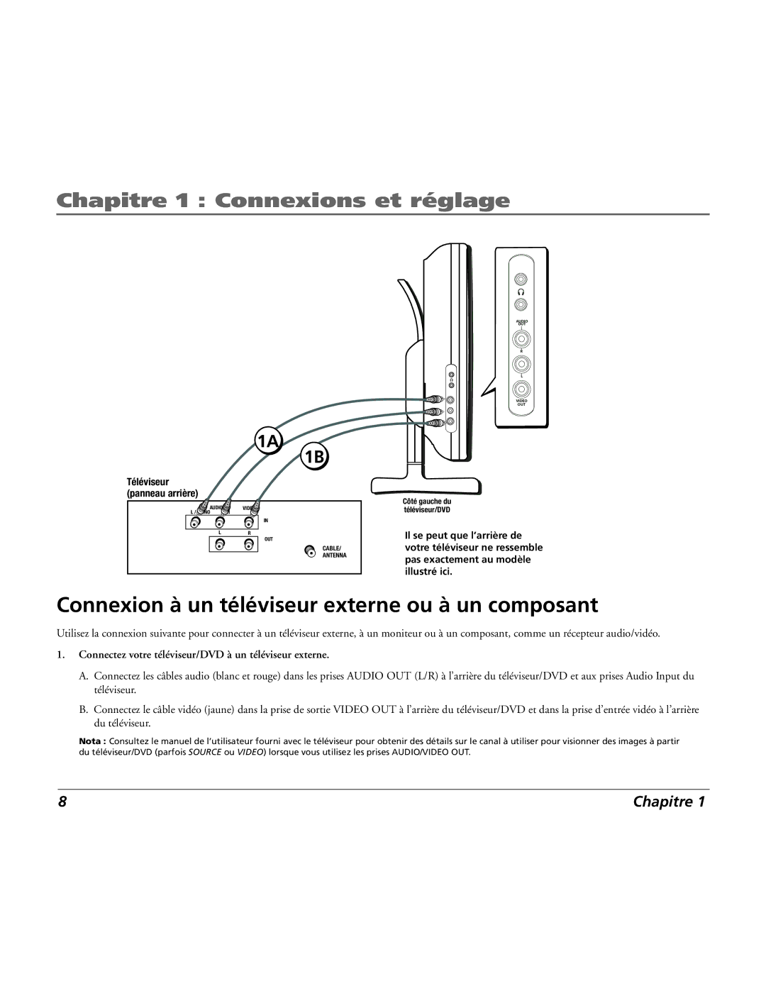 RCA 15L500TD Connexion à un téléviseur externe ou à un composant, Connectez votre téléviseur/DVD à un téléviseur externe 