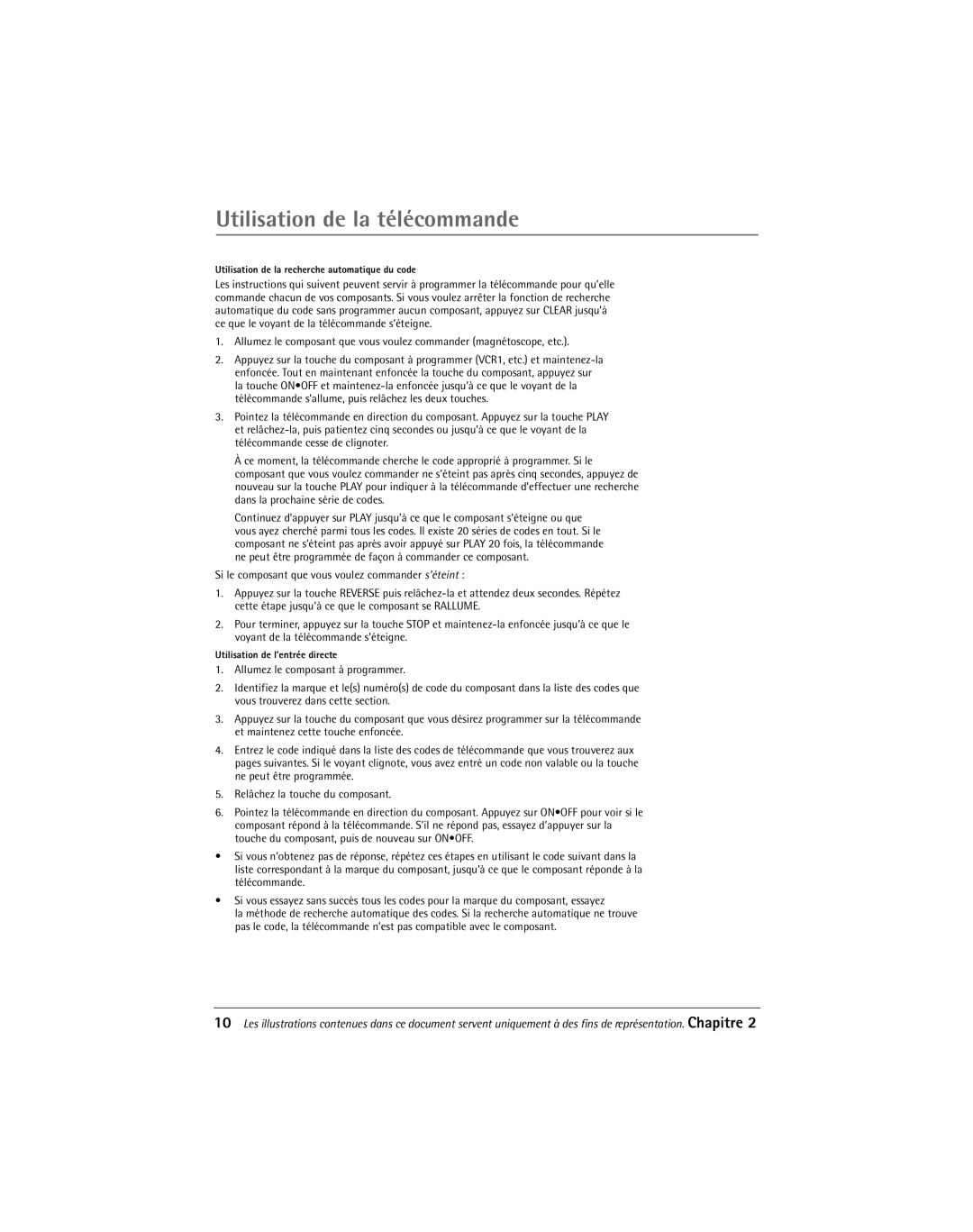 RCA 1616362B manual Si le composant que vous voulez commander sÕŽteint, Utilisation de la recherche automatique du code 