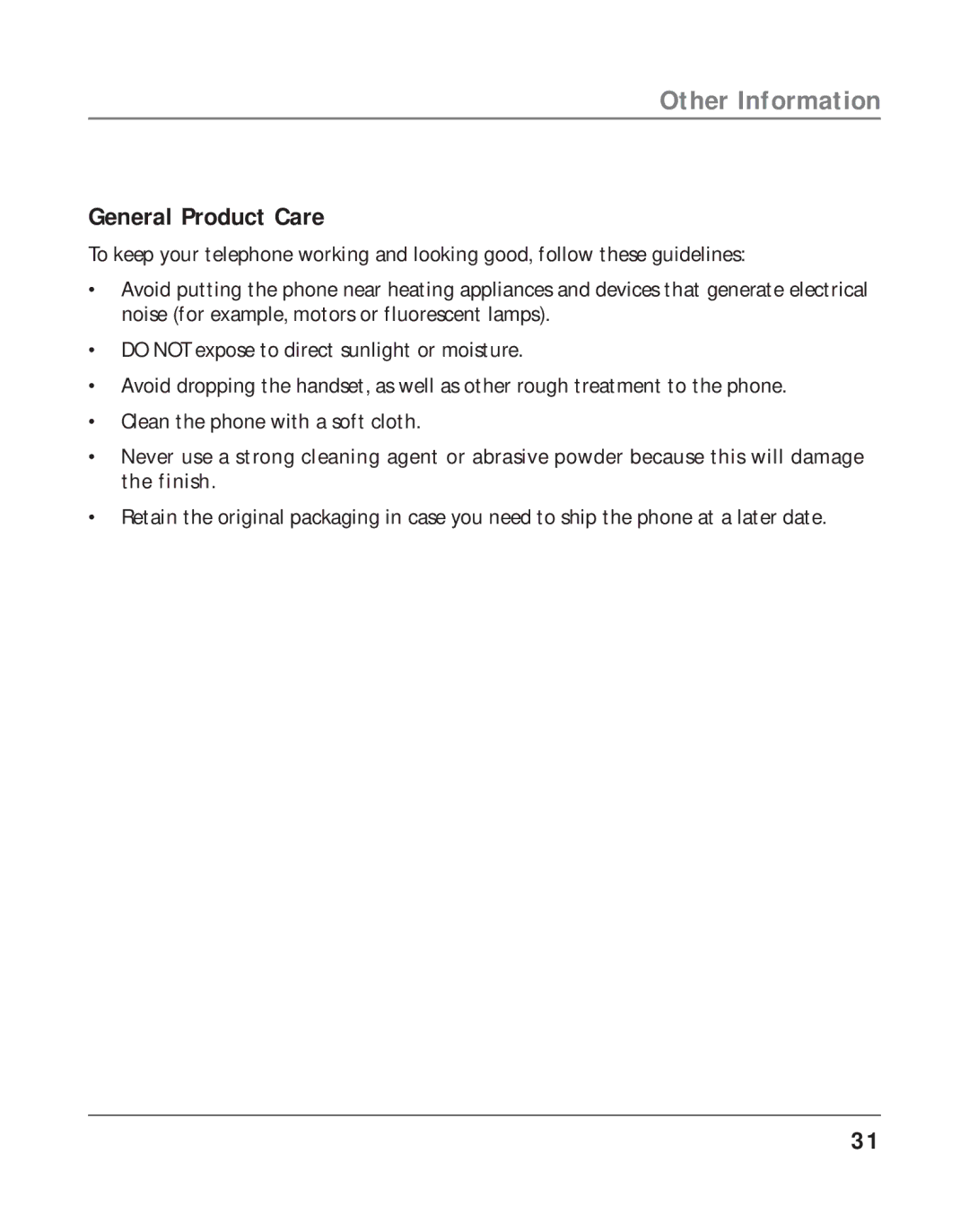 RCA 16211370 manual General Product Care 