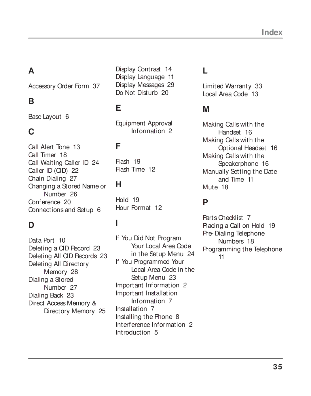 RCA 16211370 manual Index 