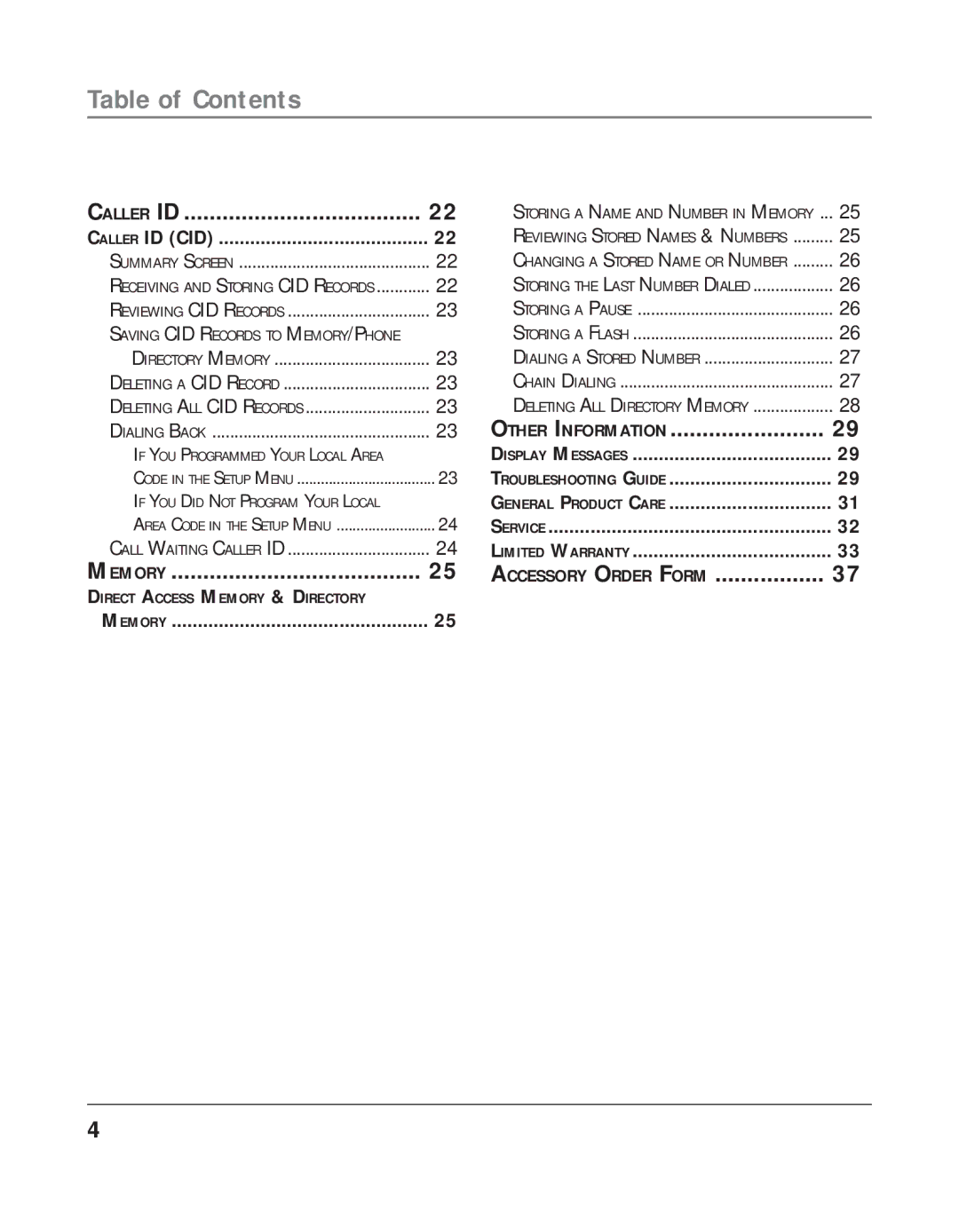 RCA 16211370 manual Memory Accessory Order Form 