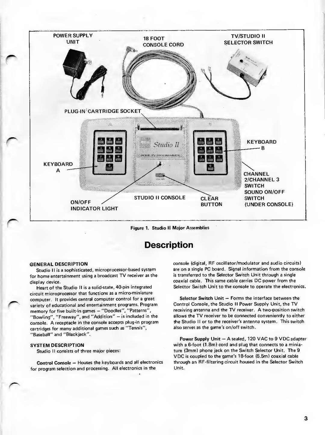 RCA 18V100 service manual Power Supply, Keyboard ON/OFF Indicator Light, Selector Switch, Console Cord, Channel 