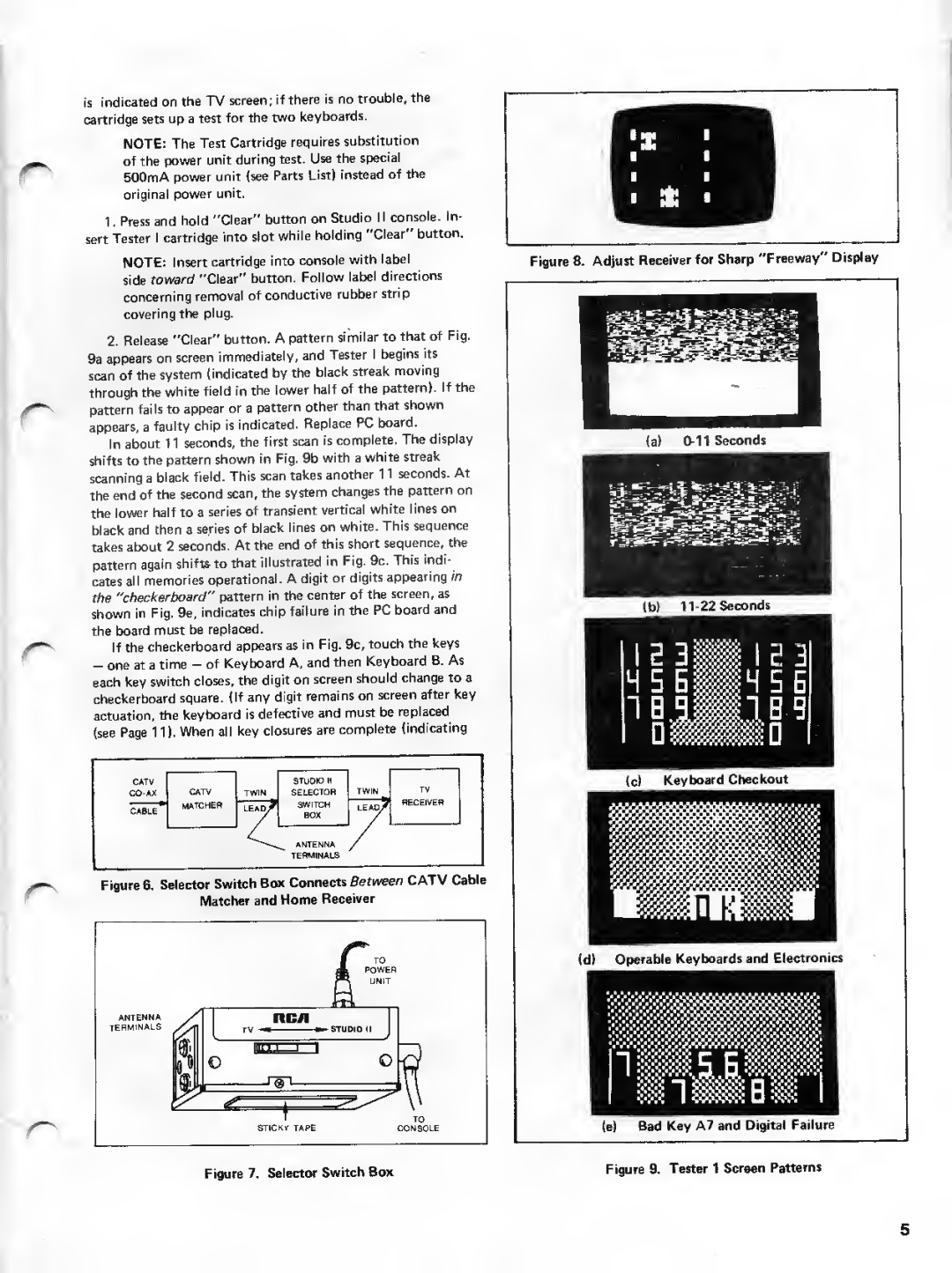 RCA 18V100 service manual 9a appears on screen immediately, and Tester, Board must be replaced 