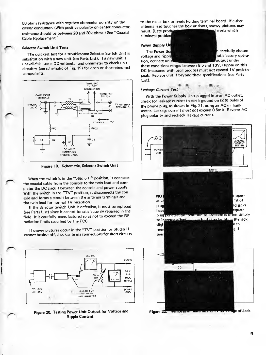 RCA 18V100 service manual Components, Coaxial cable from the console to the twin lead and com 