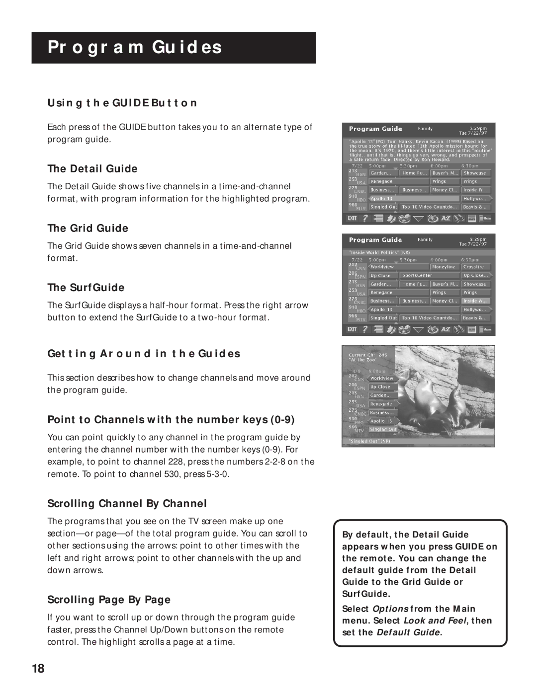 RCA 1998 manual Using the Guide Button, Getting around in the Guides 