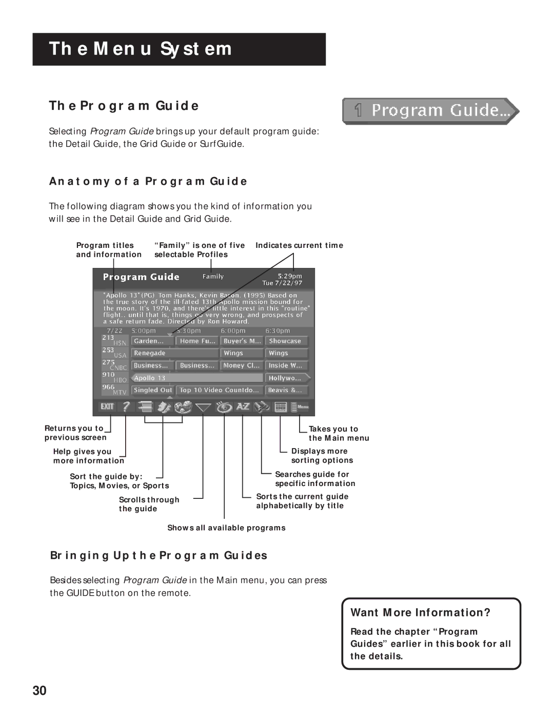 RCA 1998 manual Anatomy of a Program Guide, Want More Information? 