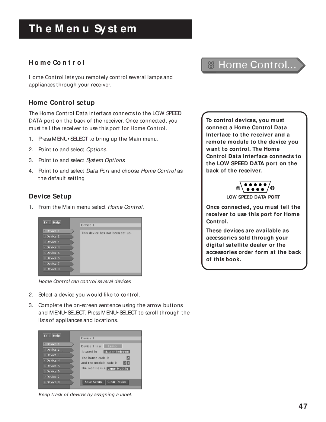 RCA 1998 manual Home Control setup, Device Setup 