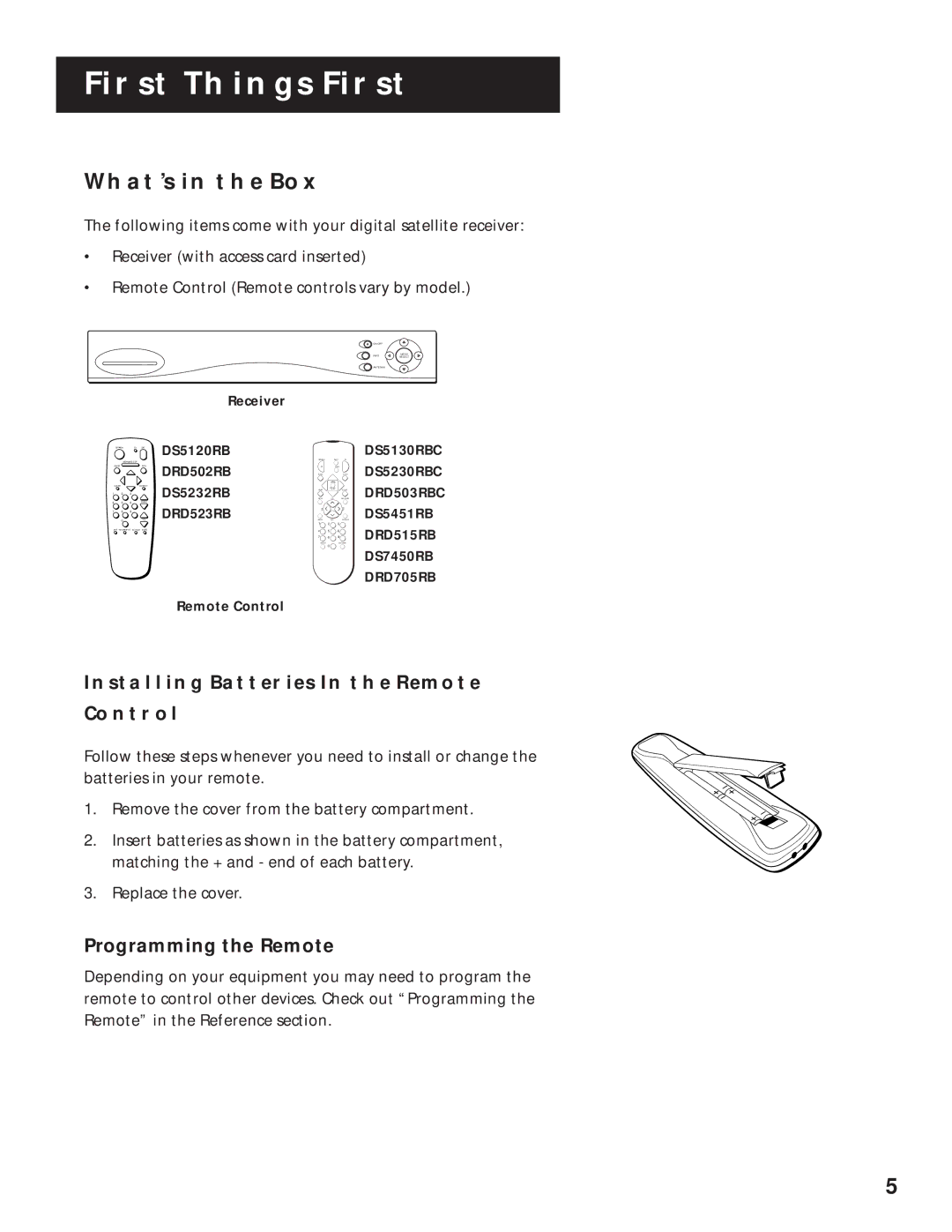 RCA 1998 manual WHAT’S in the BOX, Installing Batteries in the Remote Control, Programming the Remote 