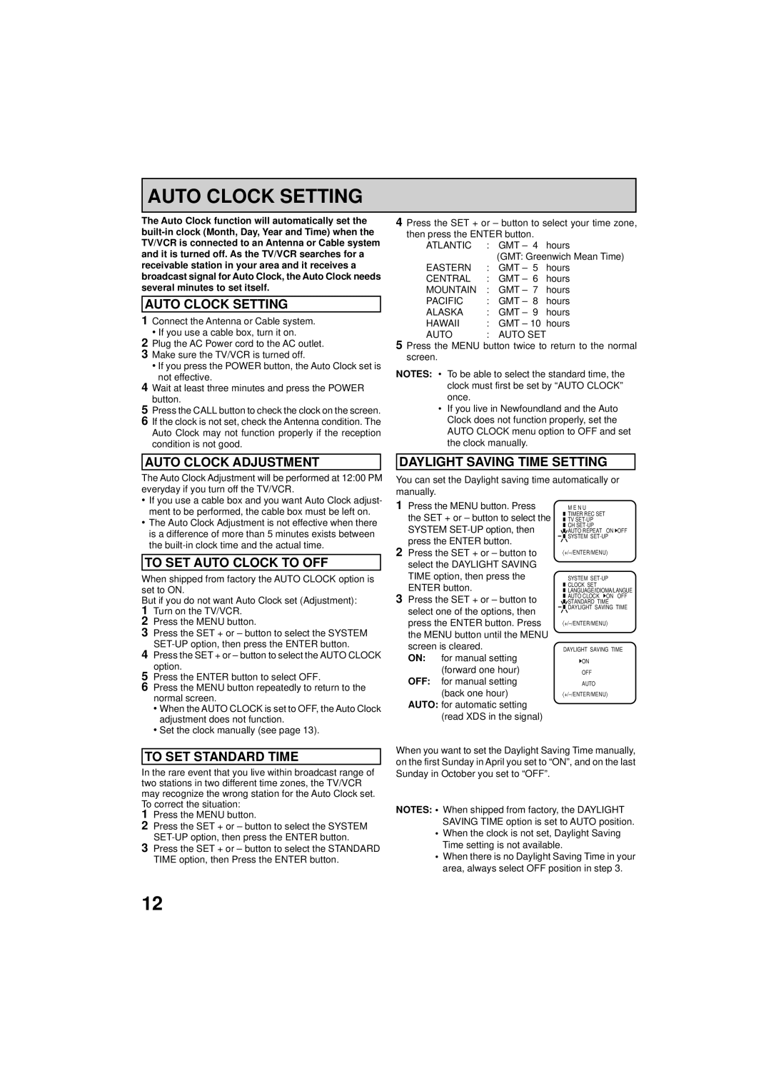 RCA 19V400TV manual Auto Clock Setting 