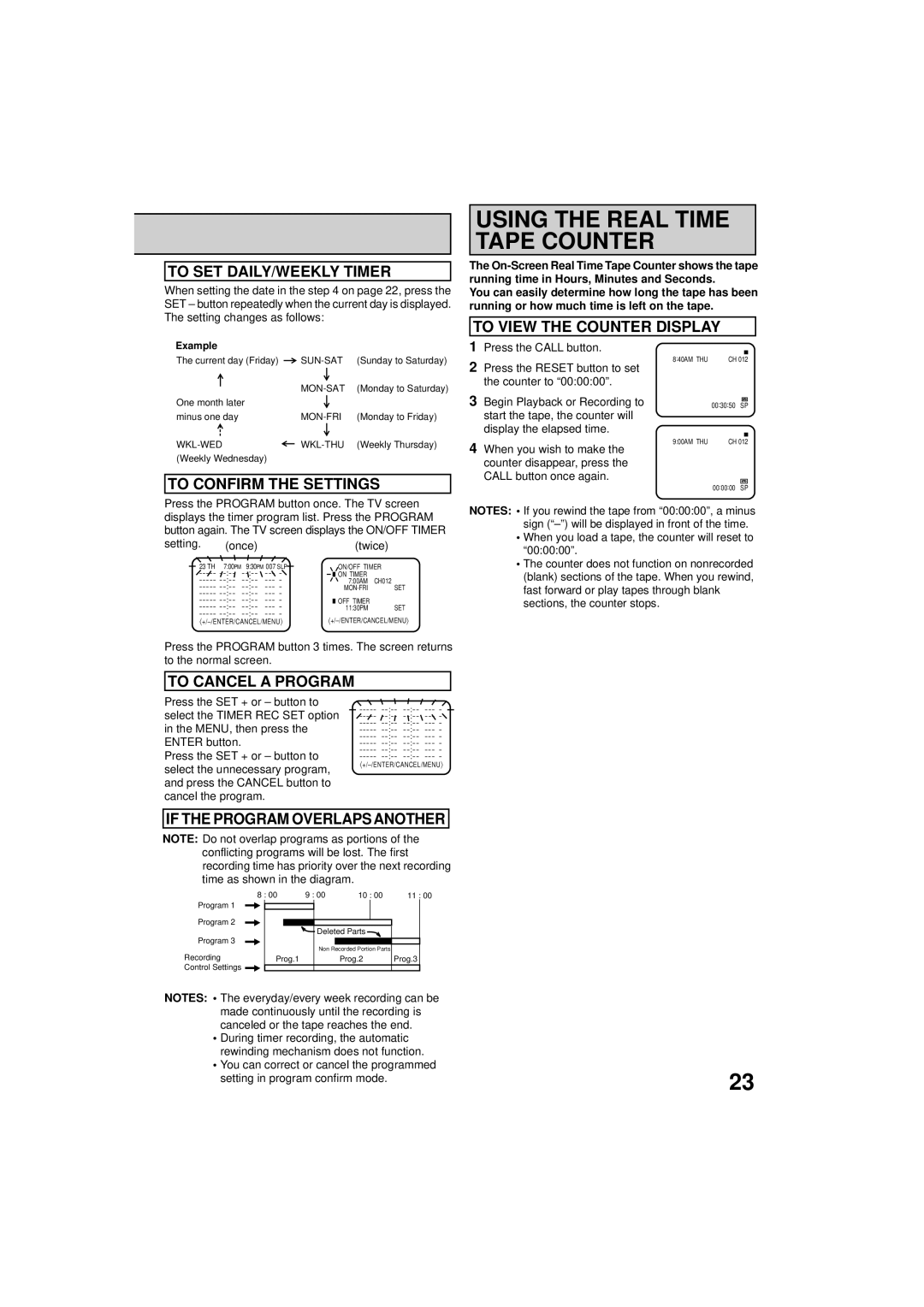 RCA 19V400TV manual Using the Real Time Tape Counter 