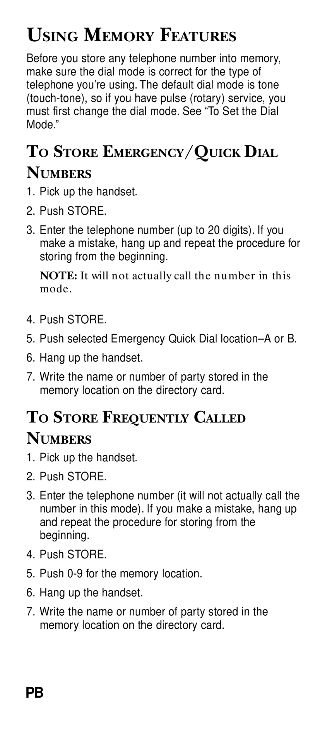 RCA 2-9191 manual Using Memory Features, To Store EMERGENCY/QUICK Dial Numbers, To Store Frequently Called Numbers 