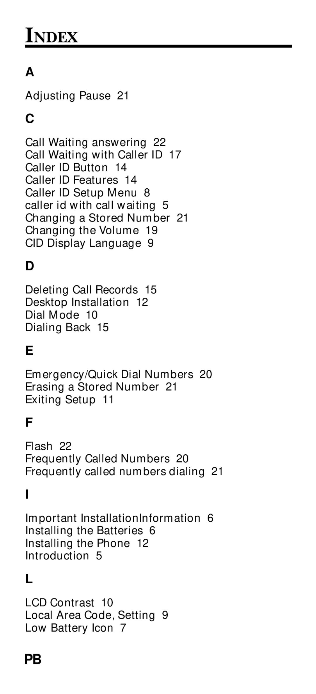 RCA 2-9191 manual Index 