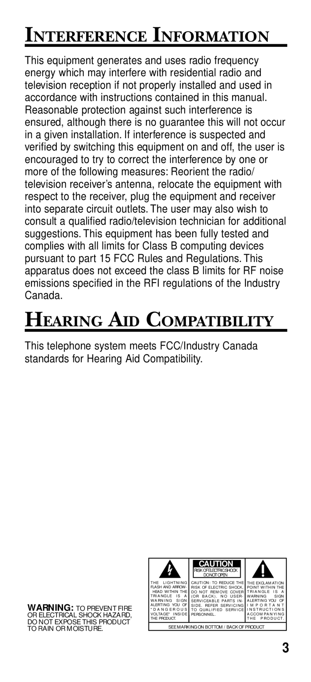 RCA 2-9191 manual Interference Information, Hearing AID Compatibility 