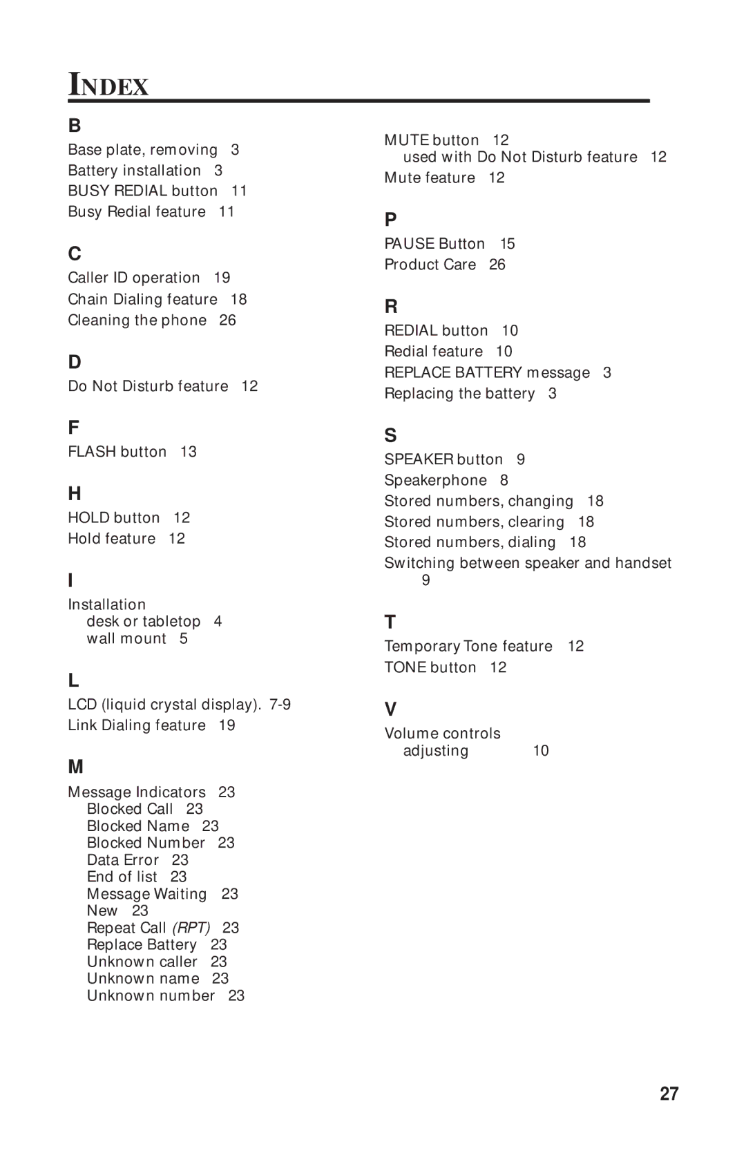 RCA 2-9398 manual Index 