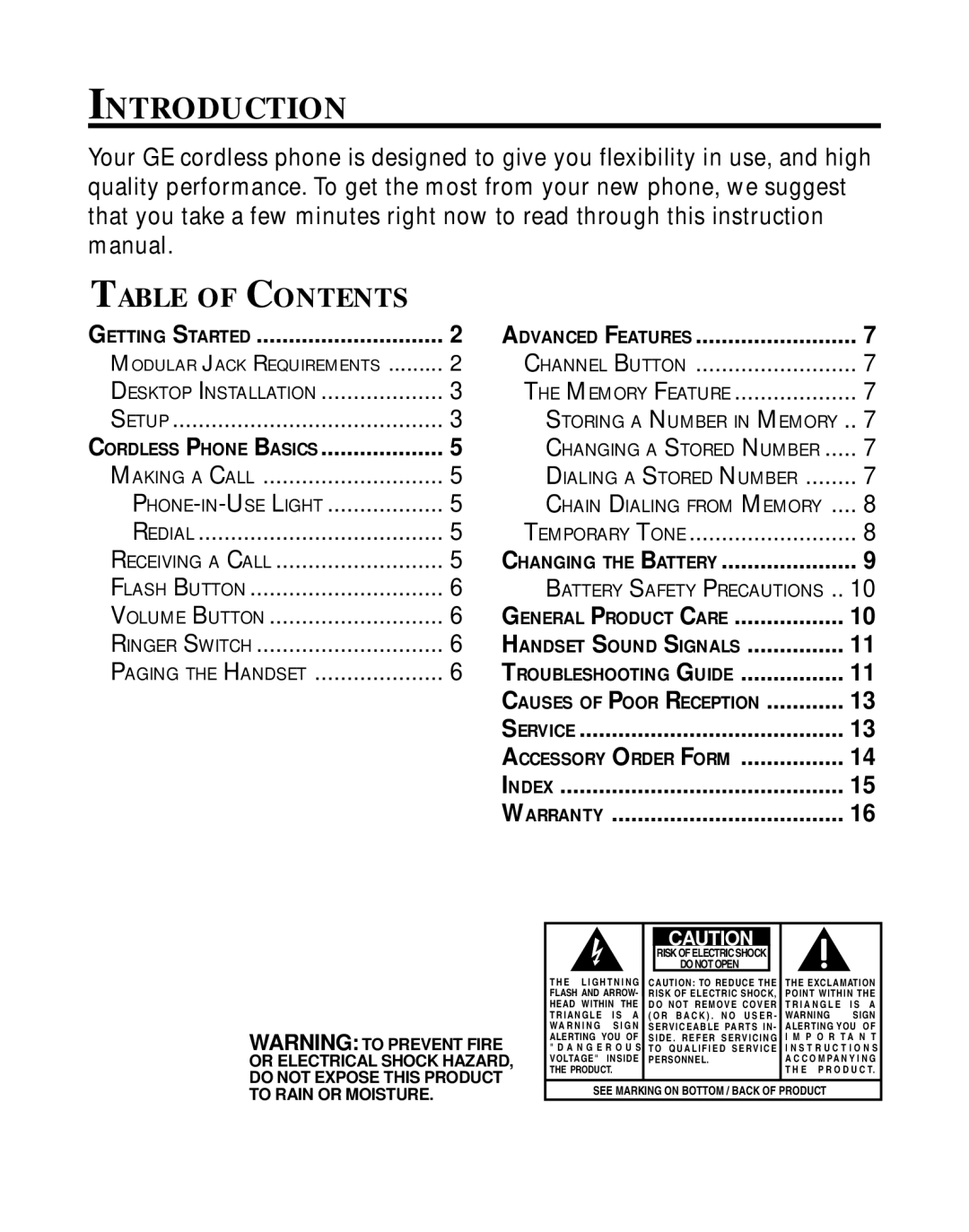 RCA 2-9750/2-9763 manual Introduction, Table of Contents 