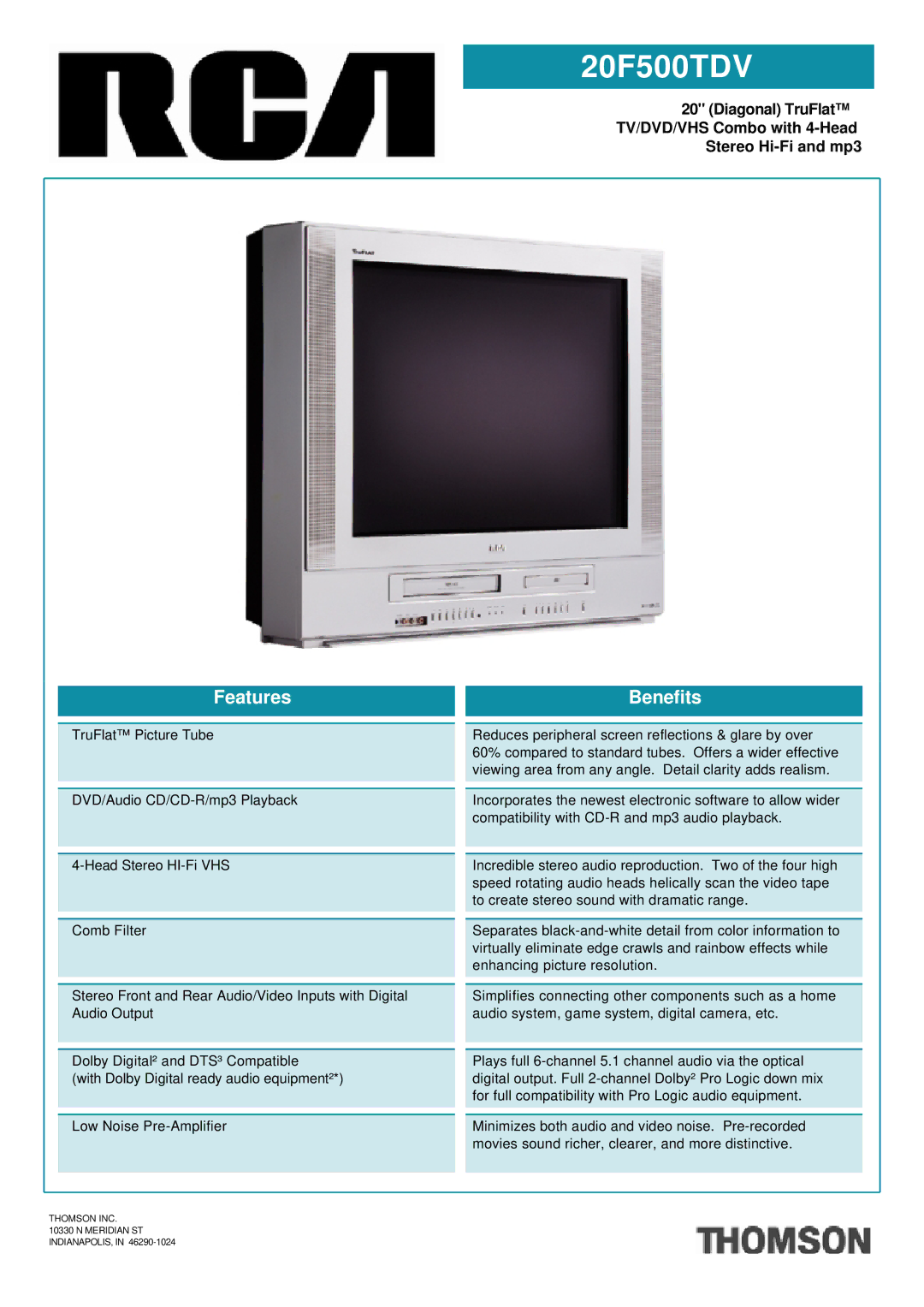 RCA 20F500TDV manual 