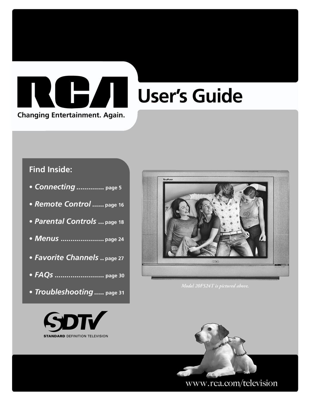 RCA 20F524T manual User’s Guide, Changing Entertainment. Again 