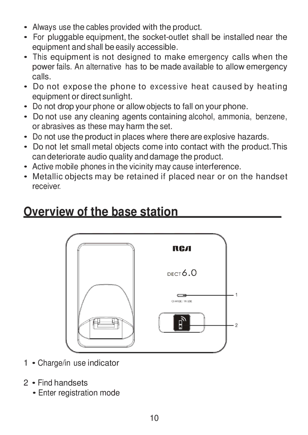 RCA 2101-3, 2101-4, 2101-2 manual Overview of the base station 