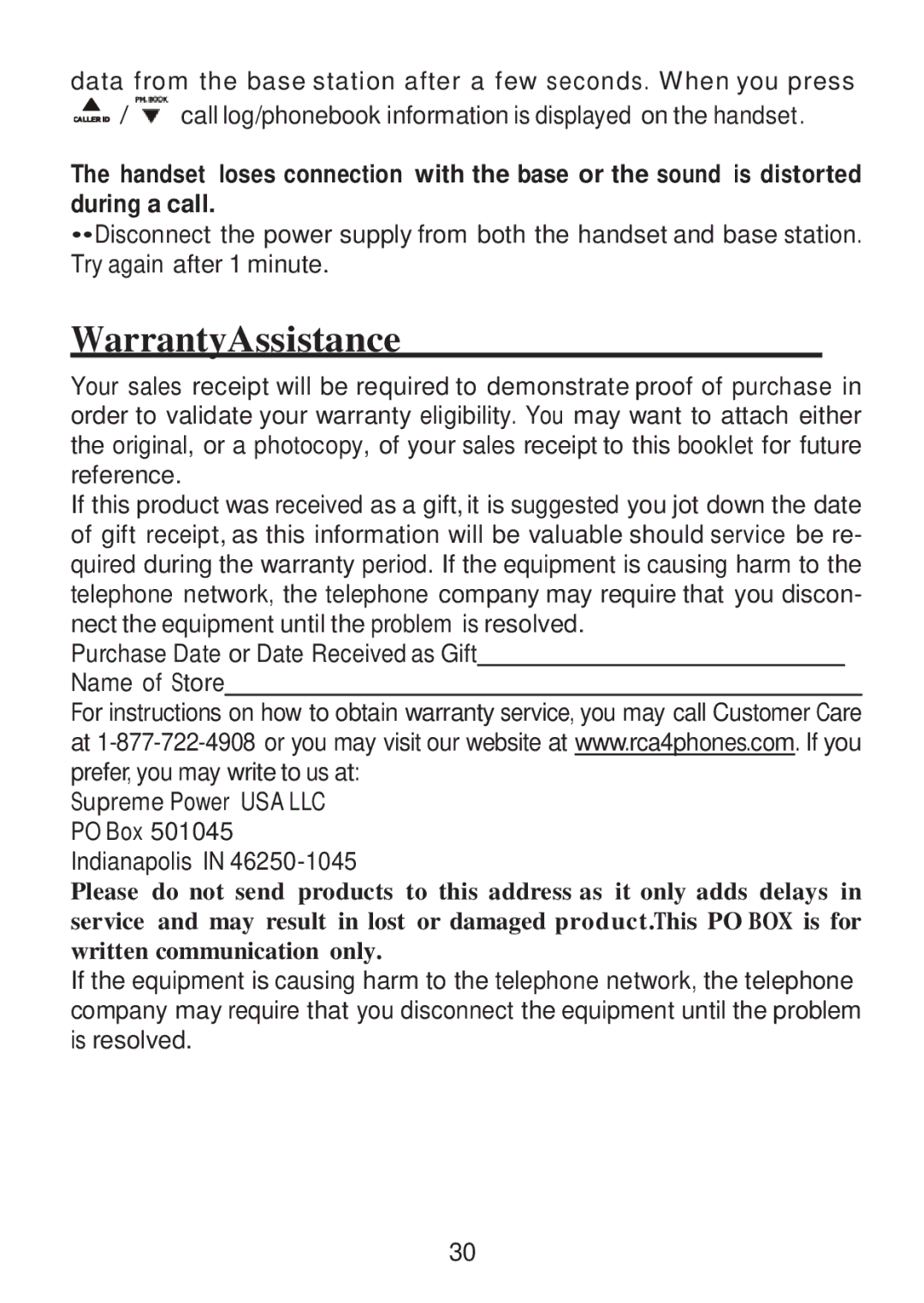 RCA 2101-3, 2101-4, 2101-2 manual WarrantyAssistance 