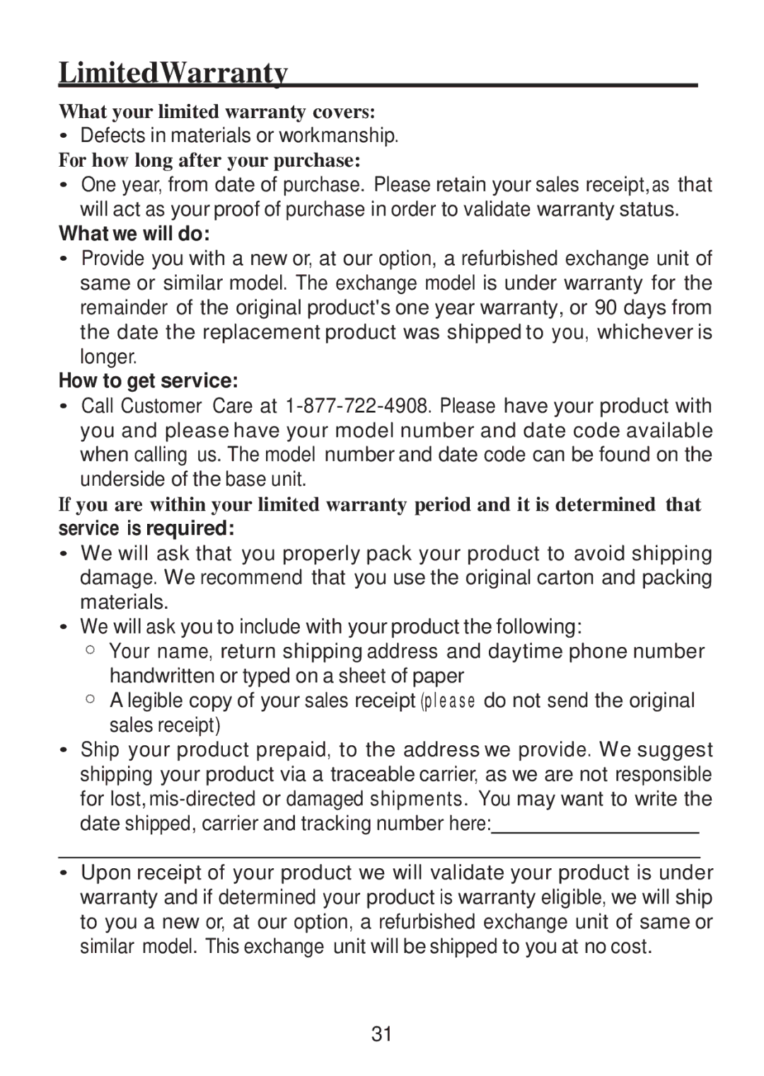 RCA 2101-4, 2101-2, 2101-3 manual LimitedWarranty, What we will do, How to get service, Service is required 