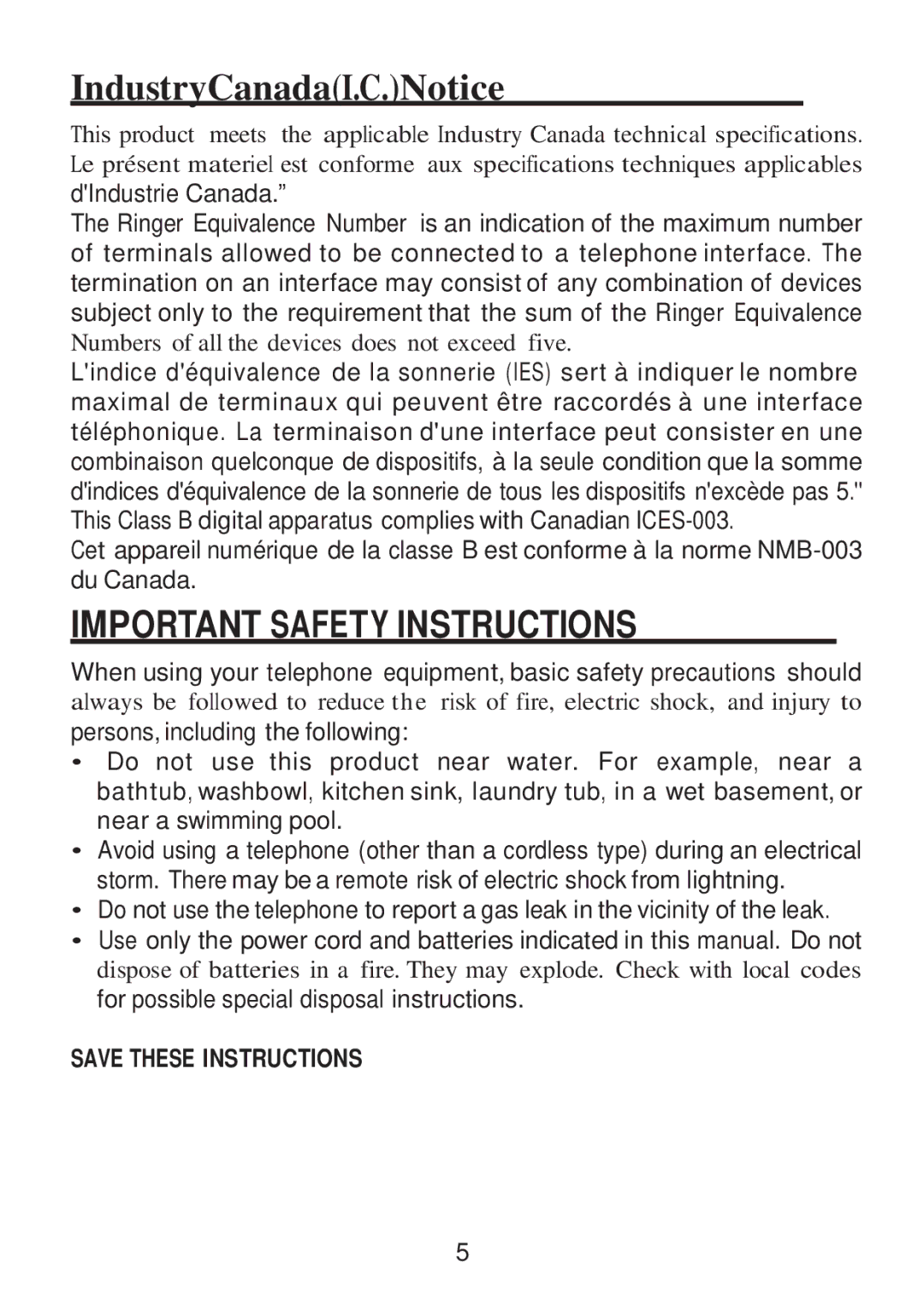 RCA 2101-2, 2101-4, 2101-3 manual IndustryCanadaI.C.Notice, Important Safety Instructions 