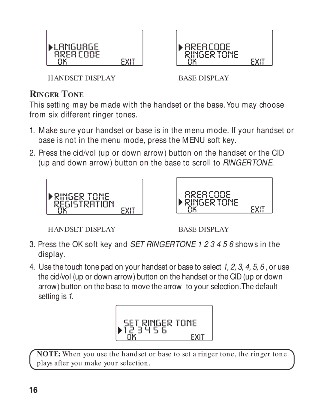 RCA 21011 manual Languageareacode Areacoderingertone, Ringer Tone 