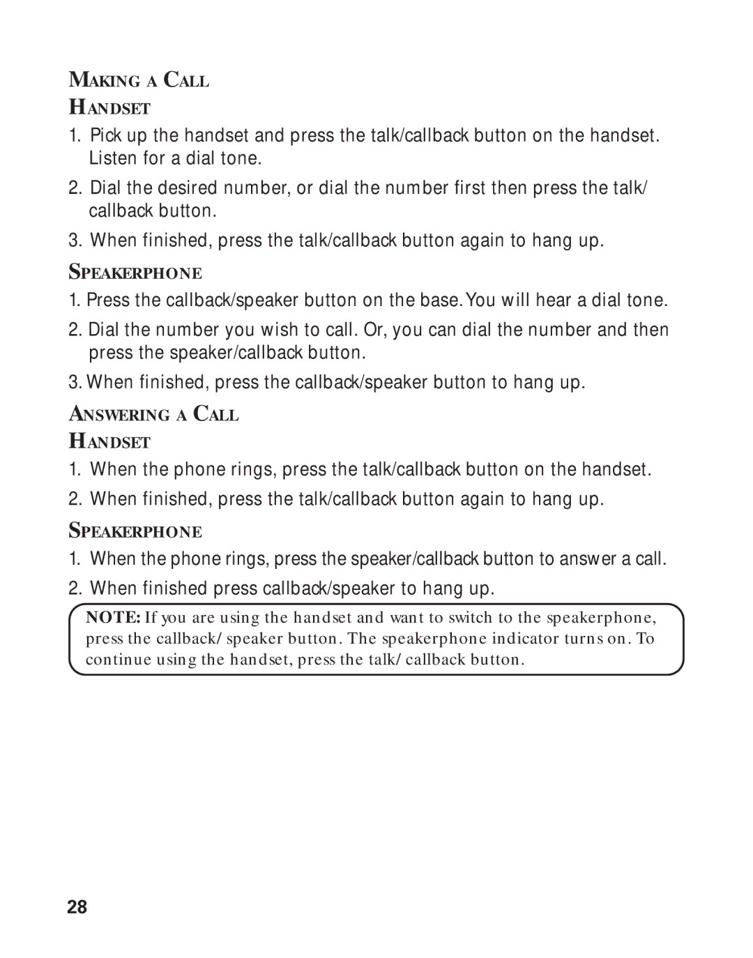 RCA 21011 manual Making a Call Handset 