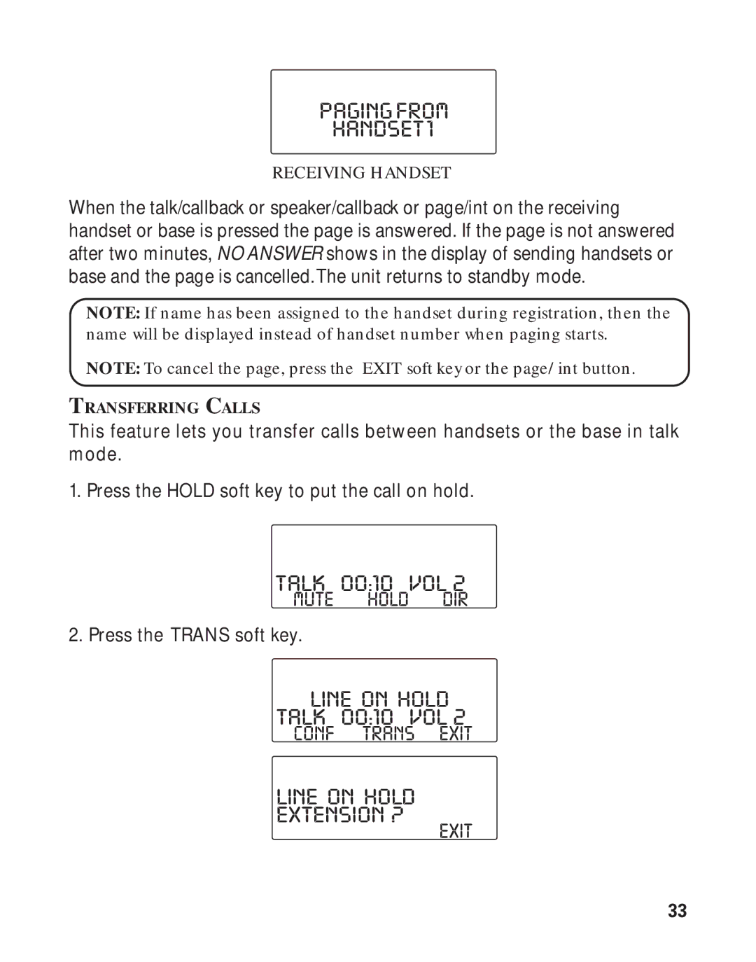 RCA 21011 manual Pagingfrom HANDSET1, Line on Hold Extension ? 