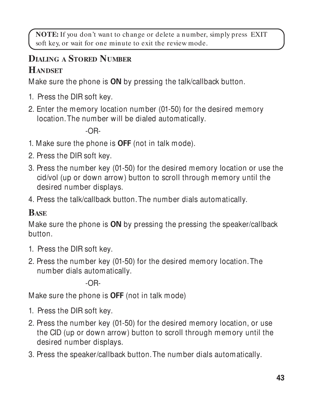 RCA 21011 manual Dialing a Stored Number Handset 