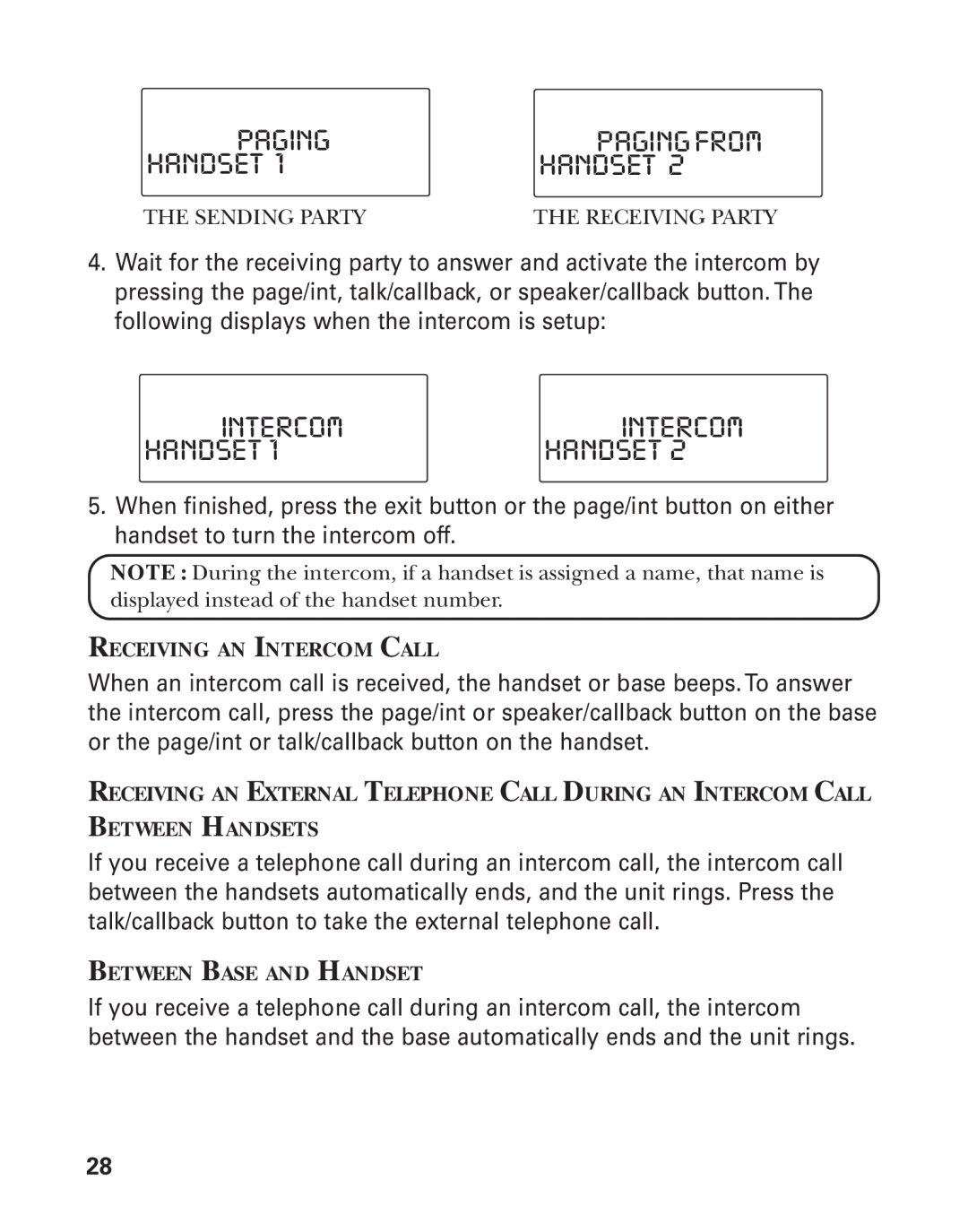 RCA 21015 manual Paging, Receiving AN Intercom Call, Between Base and Handset 