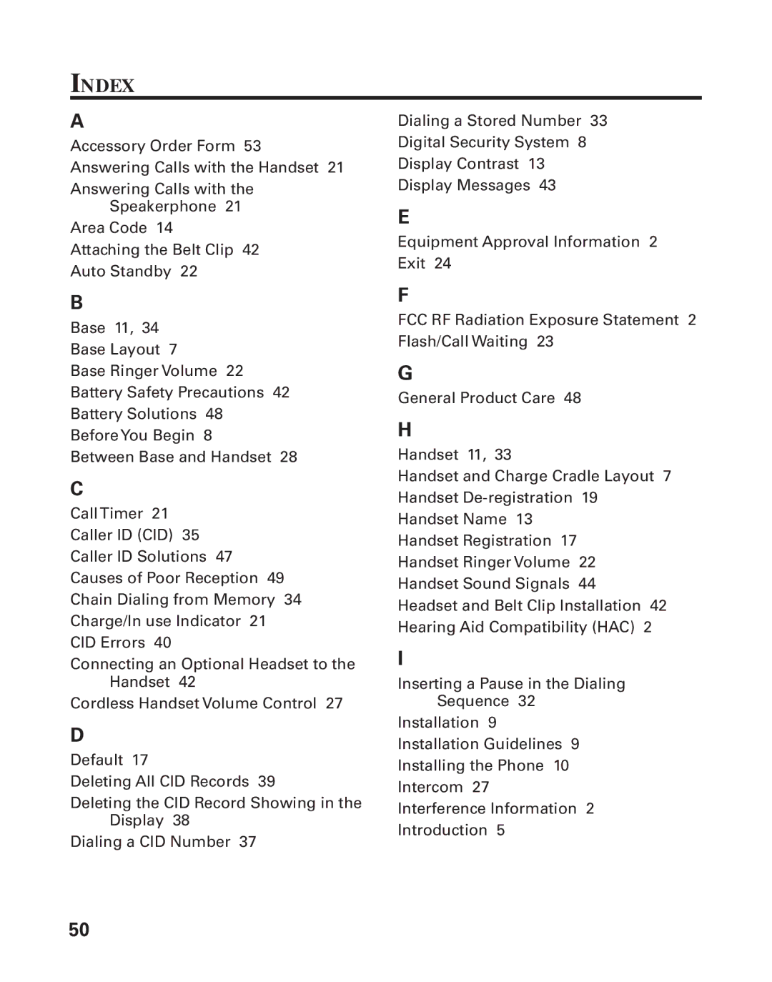 RCA 21015 manual Index 