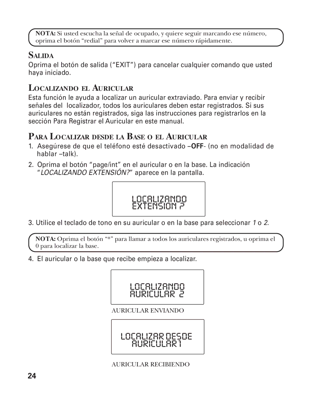 RCA 21015 manual Localizando Extension ?, Localizando Auricular, Localizardesde AURICULAR1 