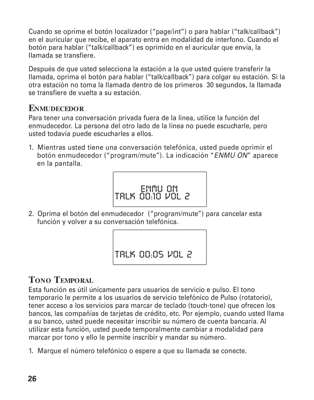 RCA 21015 manual Enmudecedor, Tono Temporal 