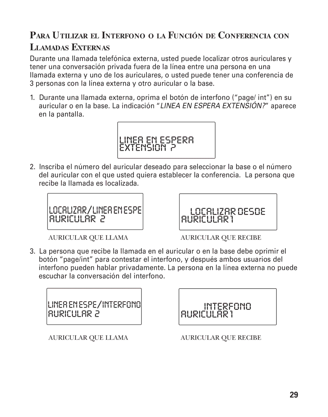 RCA 21015 manual Linea EN Espera Extension ?, Localizar/Lineaenespe, Auricular AURICULAR1 