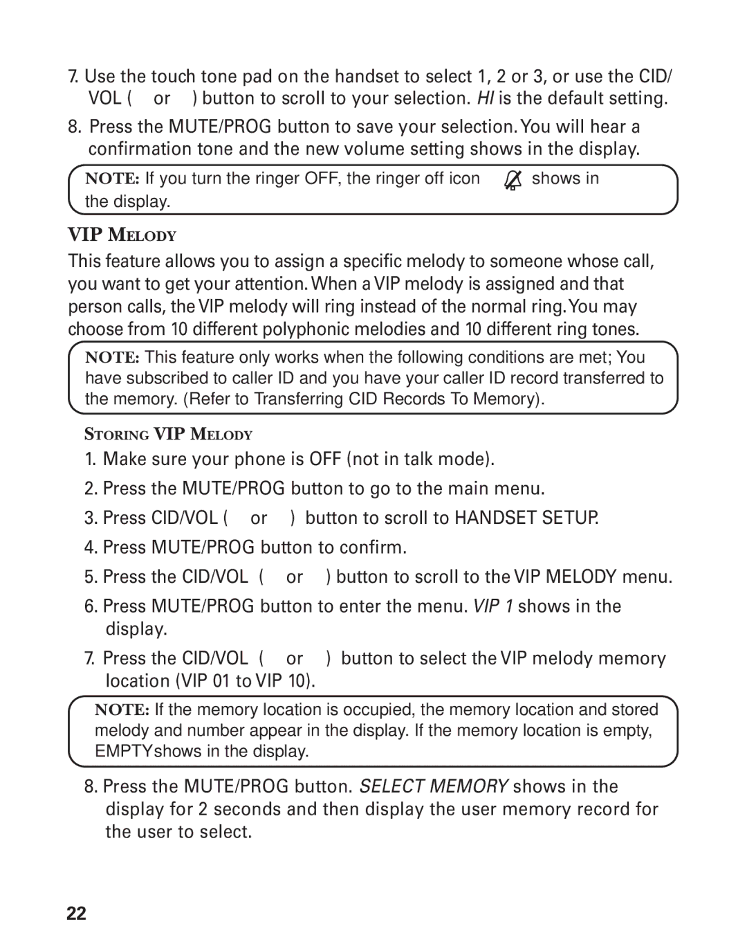 RCA 21028 manual VIP Melody 