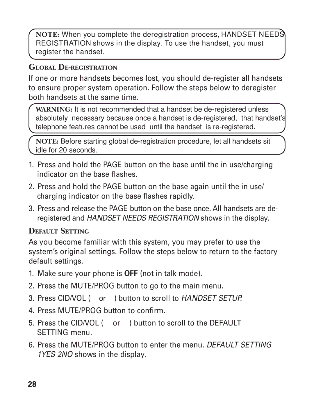 RCA 21028 manual Button to scroll to Handset Setup 