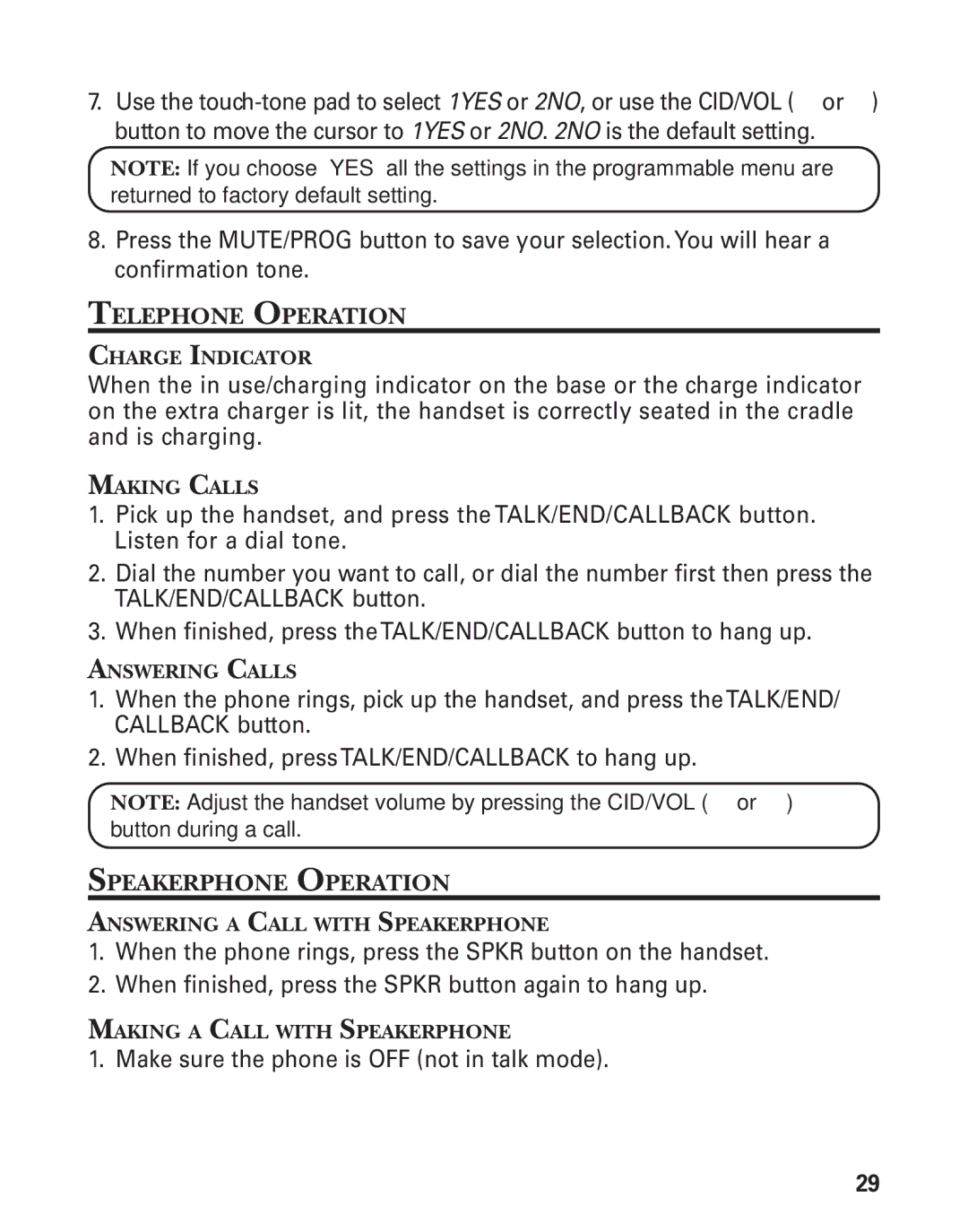 RCA 21028 manual Telephone Operation, Speakerphone Operation 